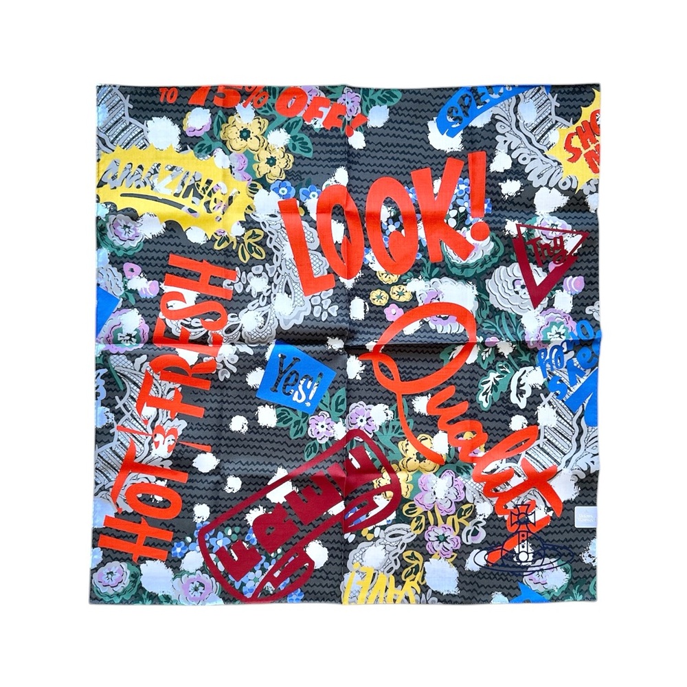 NWT Vivienne Westwood Multicolor Floral Graphic Scarf Bandana Neckerchief